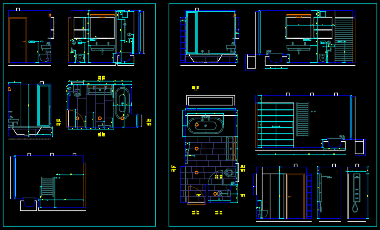 Bathroom design plans and sections